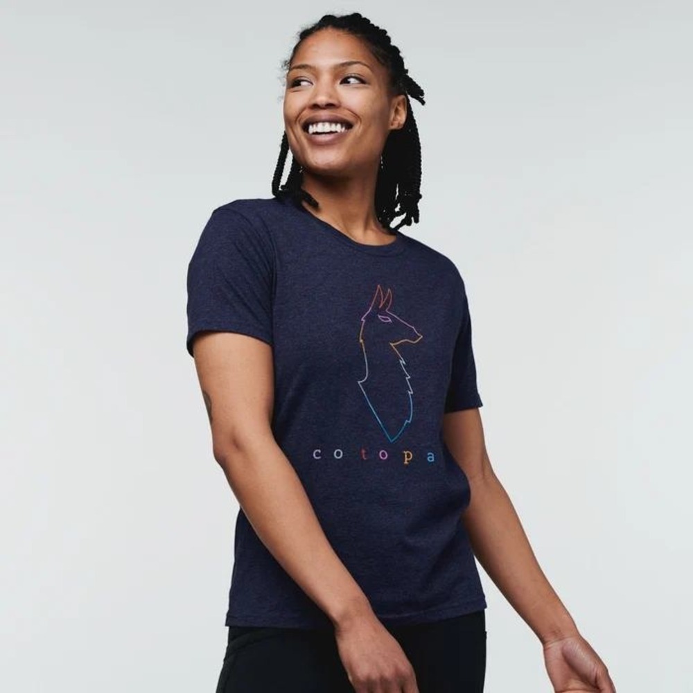 Cotopaxi Electric Llama T-Shirt Womens Small Purple Organic Cotton Blend Tee S